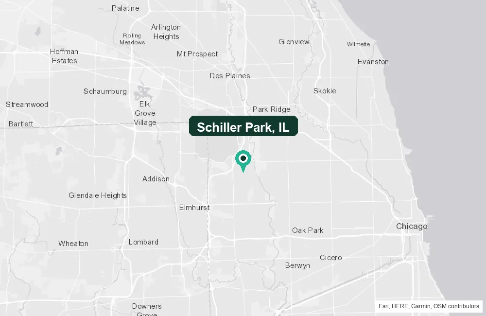 Map of Schiller Park, Illinois and the surrounding Cook County area service area